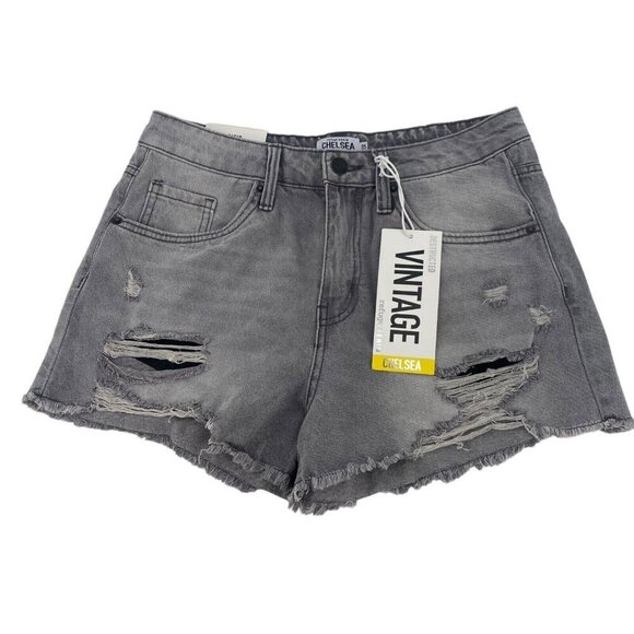 Refuge Denim Size 5 Chelsea High Rise Destroyed Rigid Denim Shorts - Picture 1 of 10